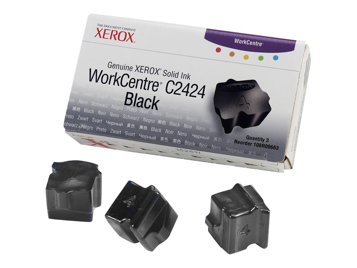 Genuine Xerox Workcentre C2424 Solid Ink Black (x3) - 108R00663