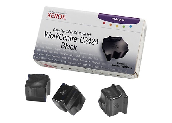 Genuine Xerox Workcentre C2424 Solid Ink Black (x3) - 108R00663
