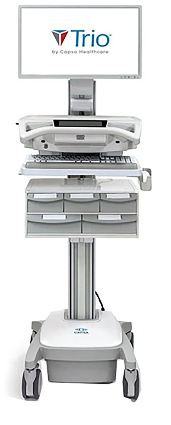 Capsa Healthcare Trio Computing Workstation with Two-Tier MaxBin Storage System