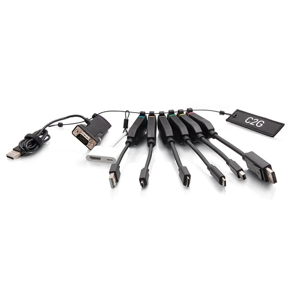 C2G Universal 4K HDMI Dongle Adapter Ring with Color Coded Mini DisplayPort, DisplayPort, USB-C, Lightning, VGA, Mini