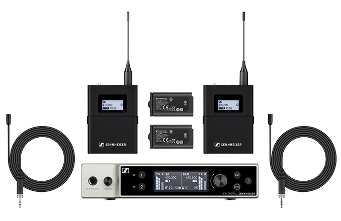 Sennheiser EW-DX MKE2 Set R1-9 Dual Channel Wireless Lavalier Microphone Sy