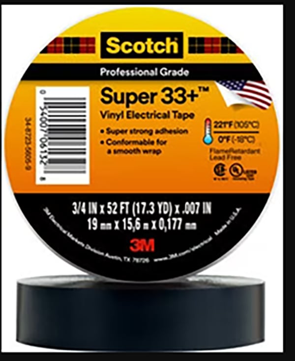 3M Scotch Super 33+ 3/4"x52' Vinyl Electrical Tape - Black