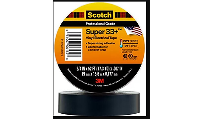 3M Scotch Super 33+ 3/4"x52' Vinyl Electrical Tape - Black