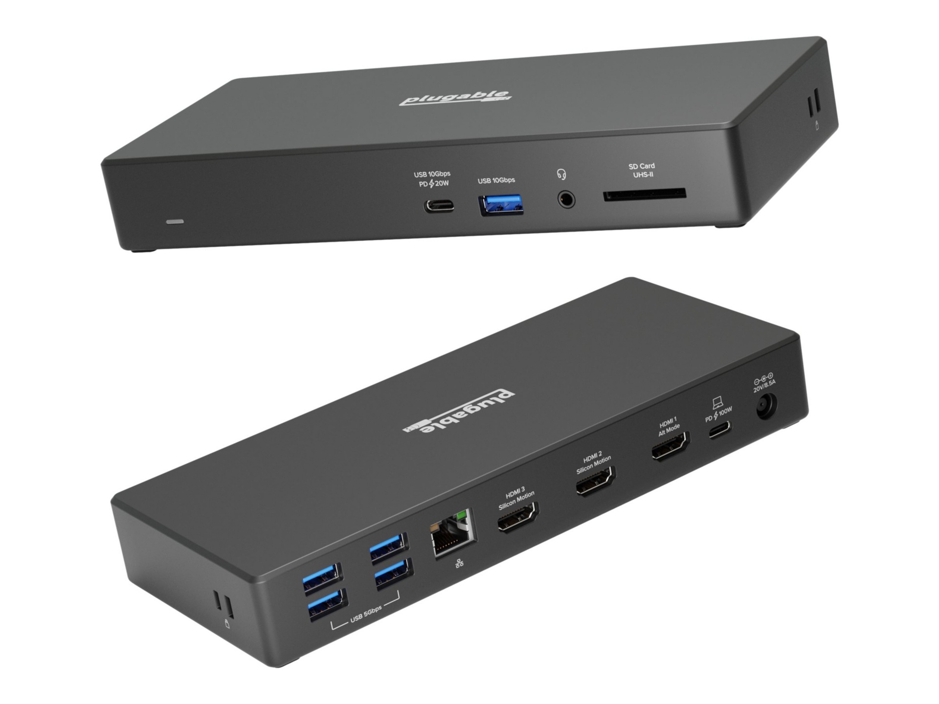 Plugable - docking station - USB-C 3.2 Gen 2 - 3 x HDMI - 1GbE