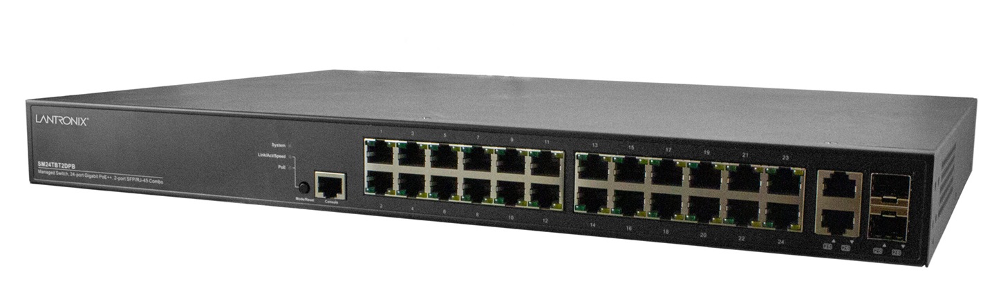 Lantronix 24-Port 1GB Managed Gigabit Ethernet PoE++ Switch