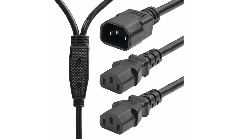 StarTech.com 6ft (1.8m) Power Cord Splitter, IEC 60320 C14 to 2x C13 AC Power Cable Splitter, 10A 250V, 18AWG
