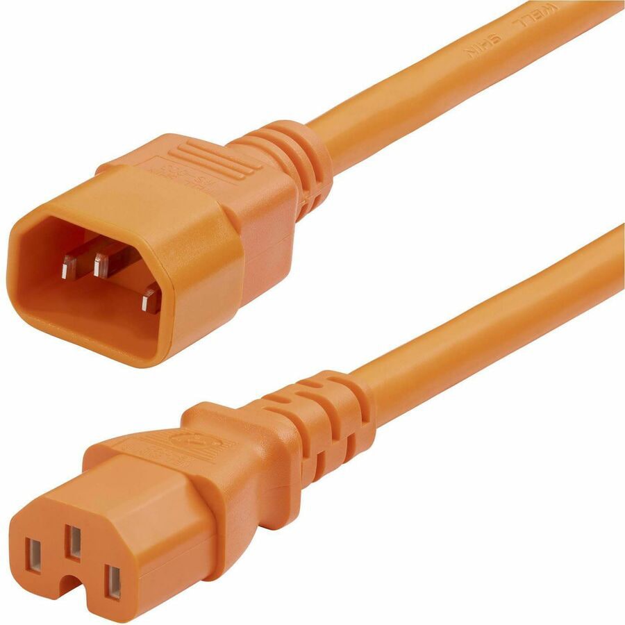 StarTech.com 6ft (1.8m) Heavy Duty PDU Power Cord, IEC 60320 C14 to C15, 15A 250V, 14AWG, Orange Power Cable