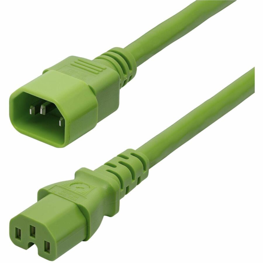 StarTech.com 6ft (1.8m) Heavy Duty PDU Power Cord, IEC 60320 C14 to C15, 15A 250V, 14AWG, Green Power Cable
