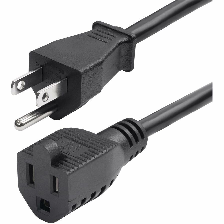 StarTech.com 10ft (3m) Power Extension Cord, NEMA 5-15P to NEMA 5-15R AC Power Cable, 10A 125V, 18AWG, TAA