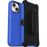 OtterBox Defender Rugged Carrying Case (Holster) Apple iPhone 14, iPhone 13 Smartphone - Rain Check (Blue)