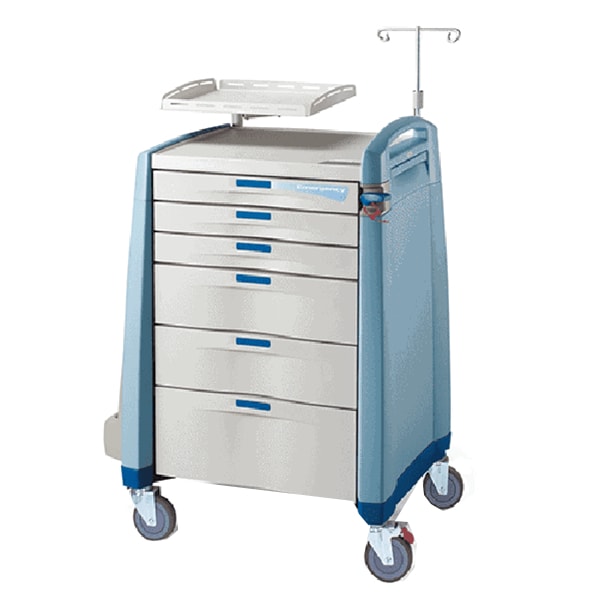 Capsa Healthcare Avalo 10" High Emergency Cart with Breakaway Locking Handle - Blue
