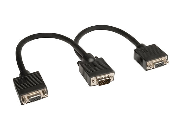 yan_1 PC TO 2 VGA SVGA MONITOR Male to 2 Dual Female Y Adapter Splitter Cable 15 PIN 