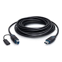 C2G 50ft (15.2m) C2G Performance Series USB-A Male to USB-B Male Active Optical Cable (AOC) - 3.2 Gen 2 (10Gbps) Plenum