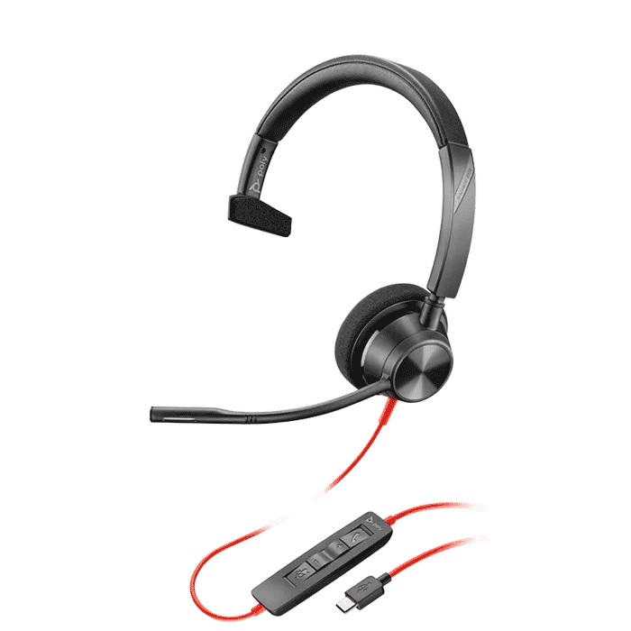 Poly Blackwire 3310 Monaural Microsoft Teams Certified USB-C Headset