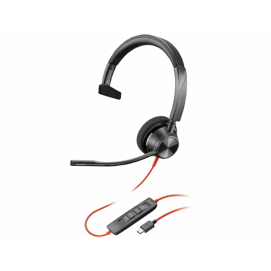 Thumbnail 2 of 4 for Poly Blackwire 3310 Monaural Microsoft Teams Certified USB-C Headset +USB-C/A Adapter