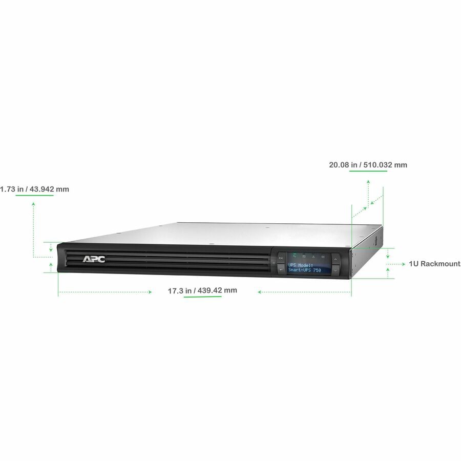 Thumbnail 6 of 6 for APC Smart-UPS, Line Interactive, 750 VA, LCD, Rackmount 1U, 120V, 4x NEMA 5-15R outlet, USB, AVR, Short Depth