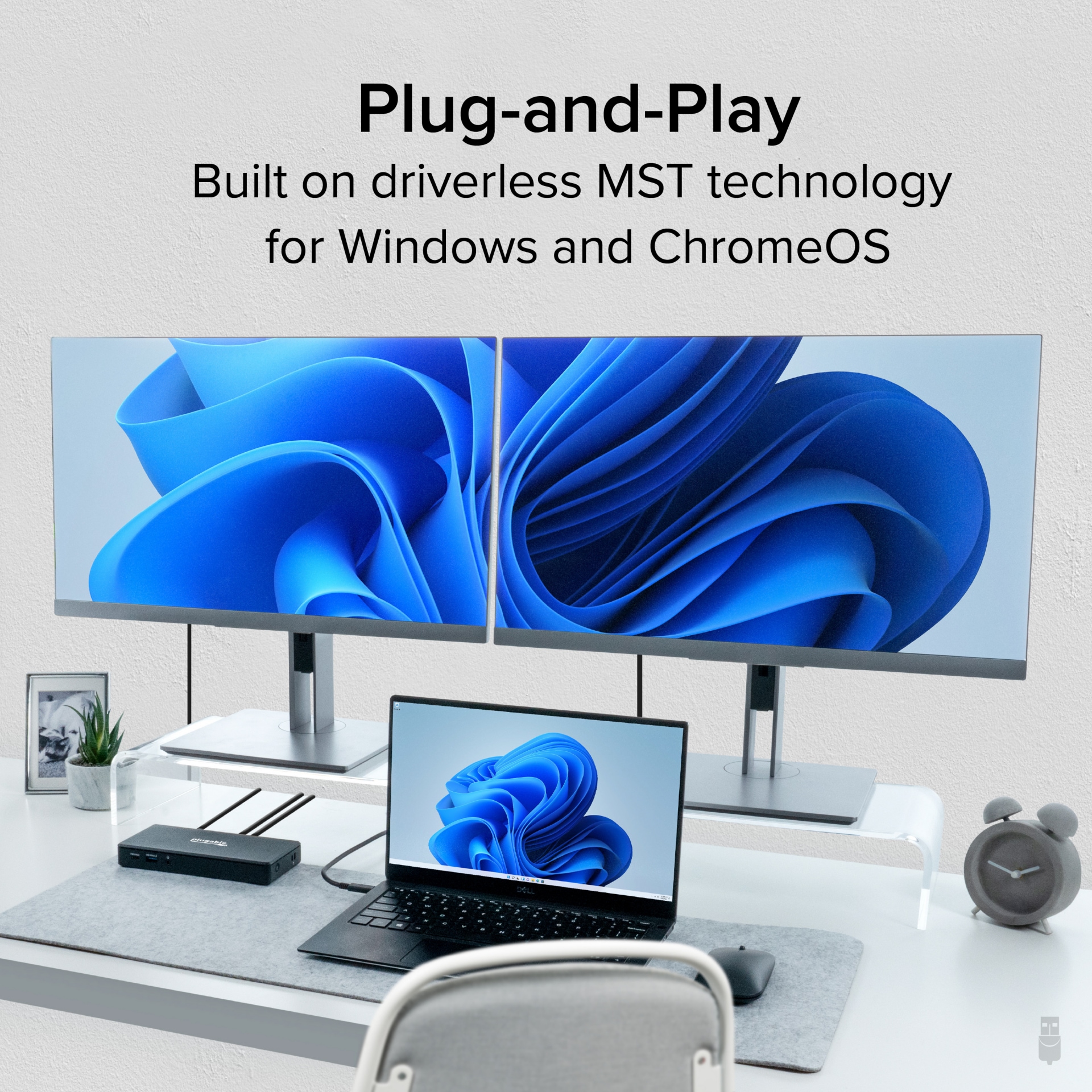 Thumbnail 4 of 8 for Plugable Dual Monitor USB-C Docking Station | Power Delivery | Dual 4K Monitor for Windows, ChromeOS | HDMI | Driverless