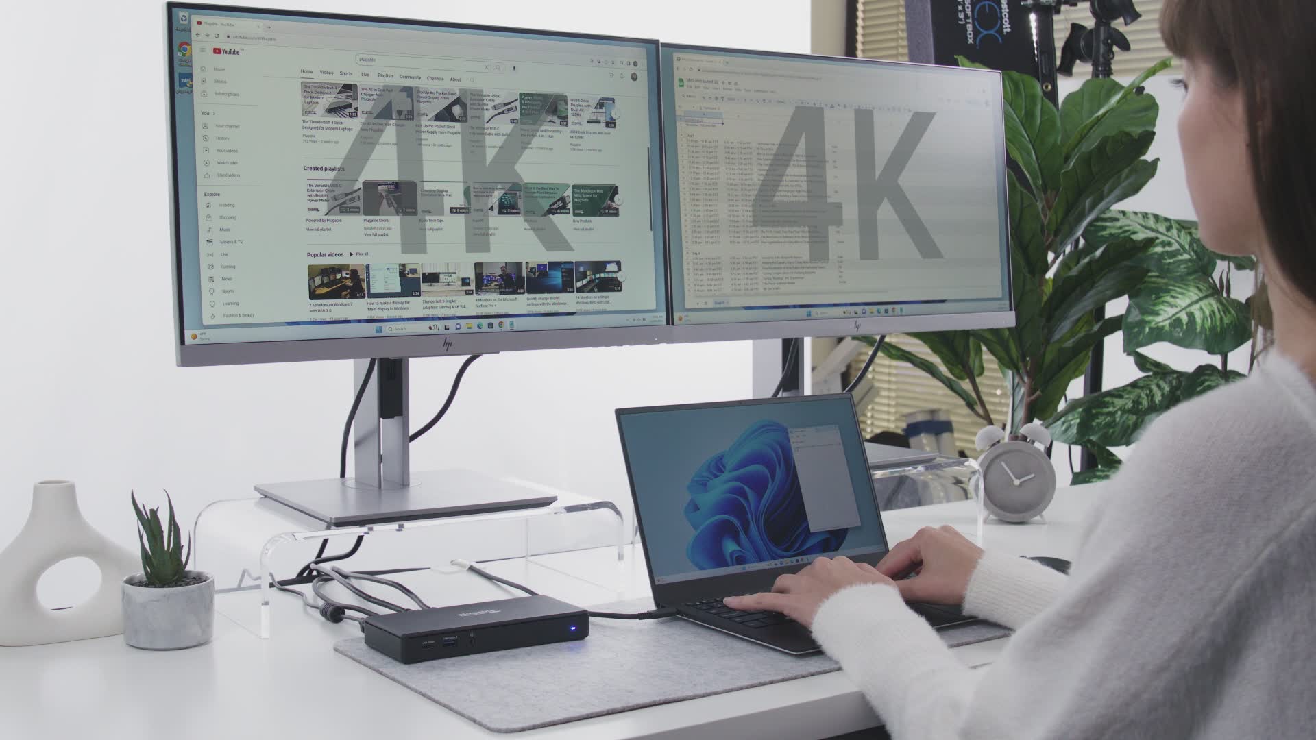 Thumbnail 1 of 1 for Plugable Dual Monitor USB-C Docking Station | Power Delivery | Dual 4K Monitor for Windows, ChromeOS | HDMI | Driverless