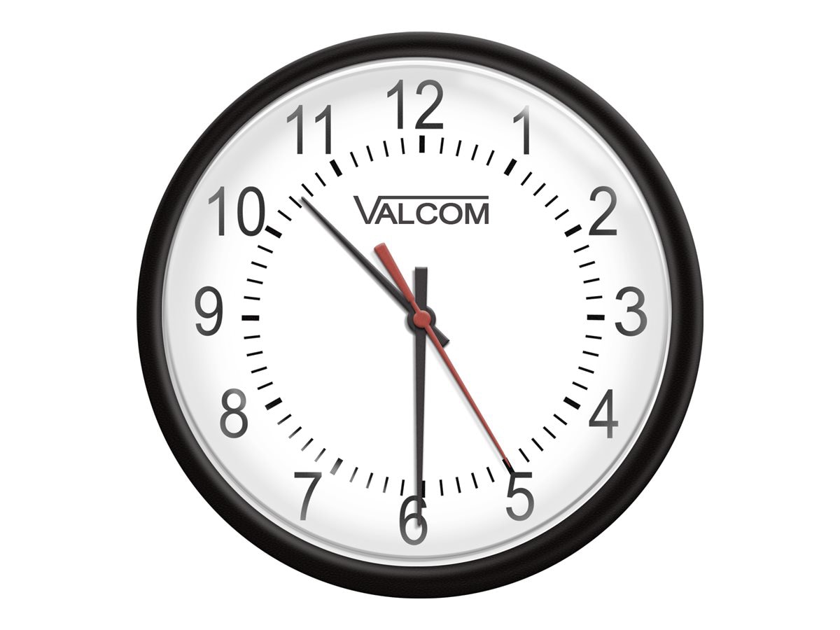 Valcom V-AW12BLP - clock - quartz - wall mountable - 12.01 in - frame: black