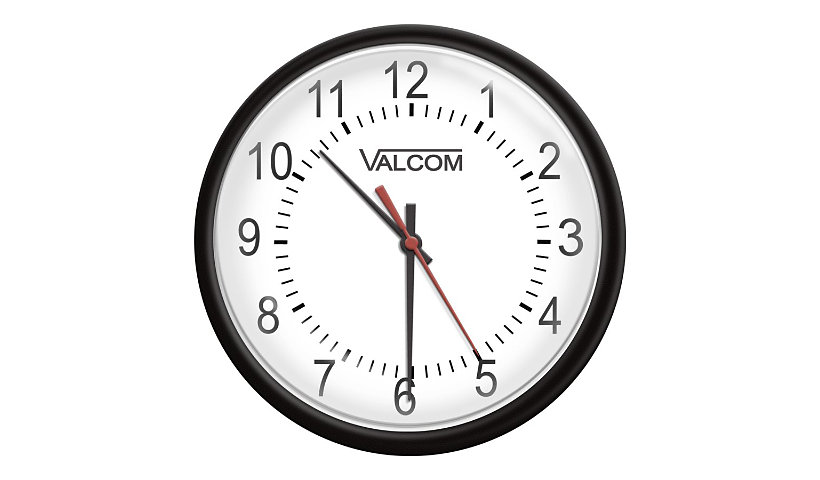Valcom V-AW12BLP - clock - quartz - wall mountable - 12.01 in - frame: black