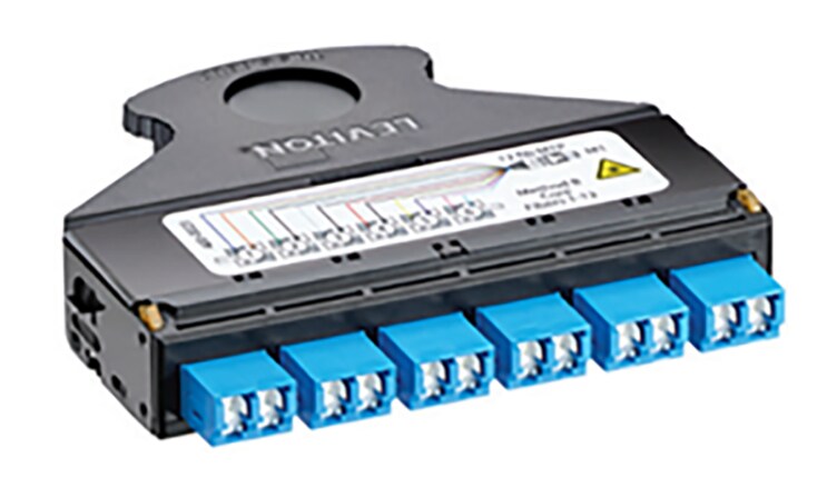 Leviton e2XHD OM4 Engage Low Loss Base12 MTP Fiber Cassette - Aqua