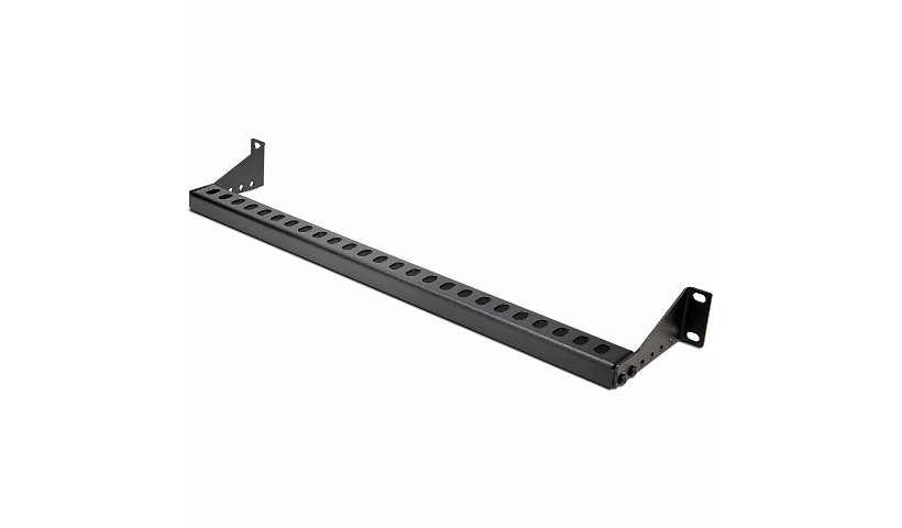 StarTech.com 1U Horizontal Cable Management Bar, Adjustable Depth, Rack-Mountable Lacing Bar, Cable Support Guide