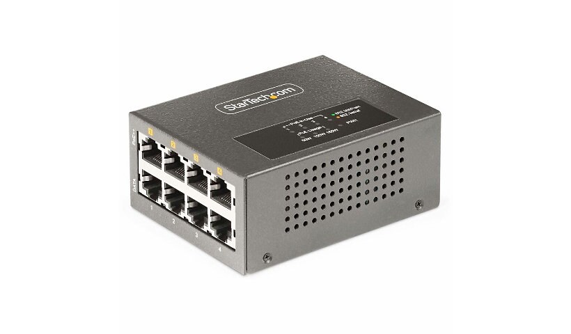 StarTech.com 4-Port Multi-Gigabit PoE++ Injector, 5/2.5/1G Ethernet (NBASE-T), PoE/PoE+/PoE++ up to 95Watts, 160W Budget