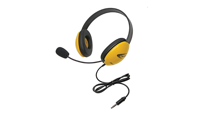 Califone Kid Cord Headphones with 3.5mm To Go Plug - Yellow