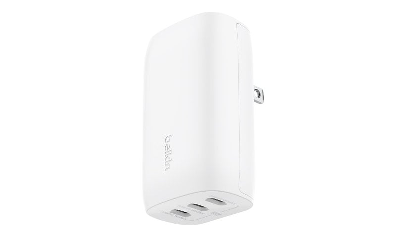 Belkin 67W Portable 3-Port USB-C Wall Charger - 3xUSB-C (67W) - Fast Charging - Power Adapter - White