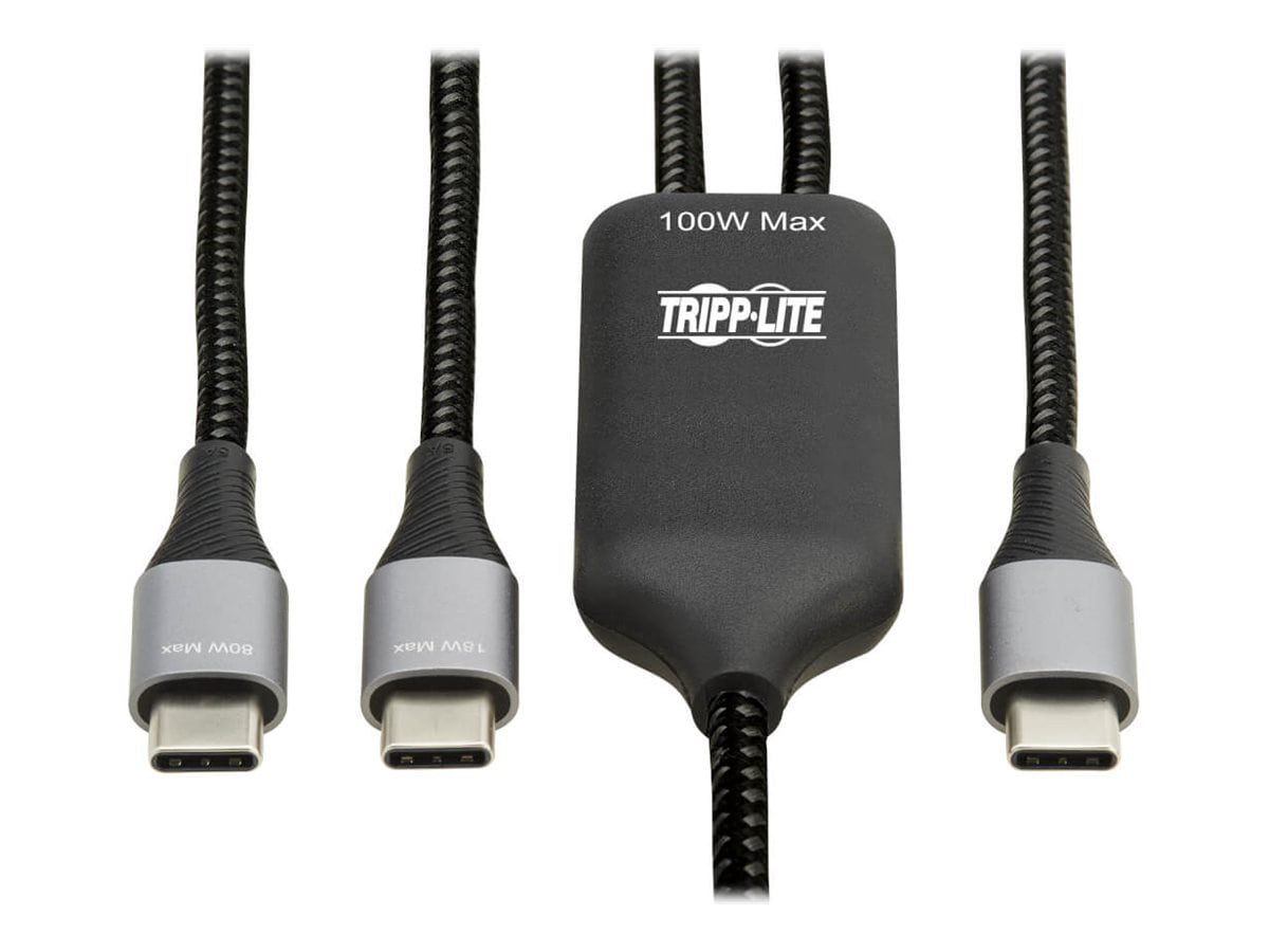 Tripp Lite USB-C Charging Cable/Splitter (M/2xM) - 100W PD Charging, 6 ft. (1.8 m) - USB-C cable - 24 pin USB-C to 24