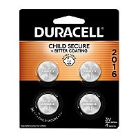 Duracell CR2016 3V Lithium-Ion Coin Battery with Bitter Coating - Pack of 4