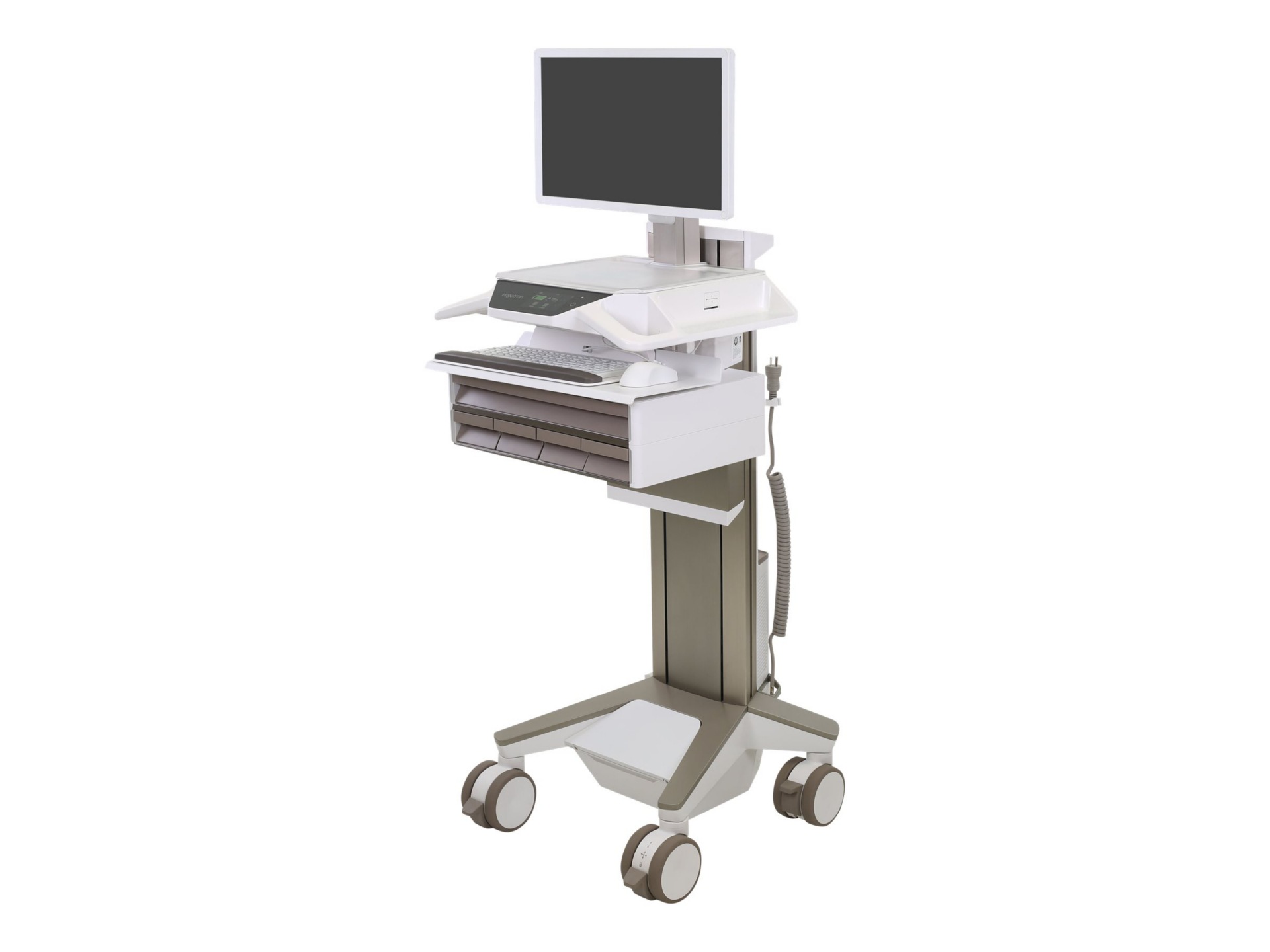 Ergotron CareFit Pro chariot - Electric Lift - pour écran LCD/clavier/souris/processeur - blanc, gris chaleureux - Conformité TAA