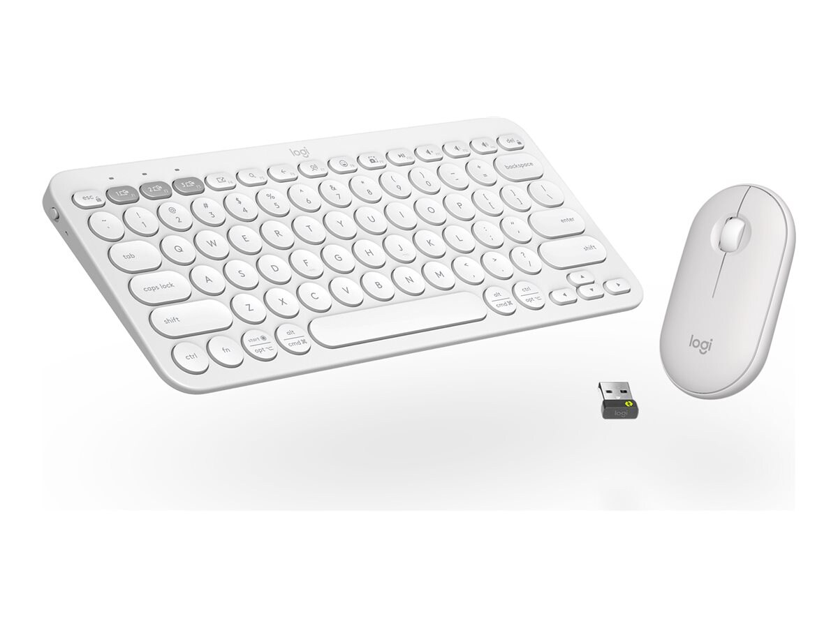 Logitech Pebble 2 Combo - keyboard and mouse set - tonal white