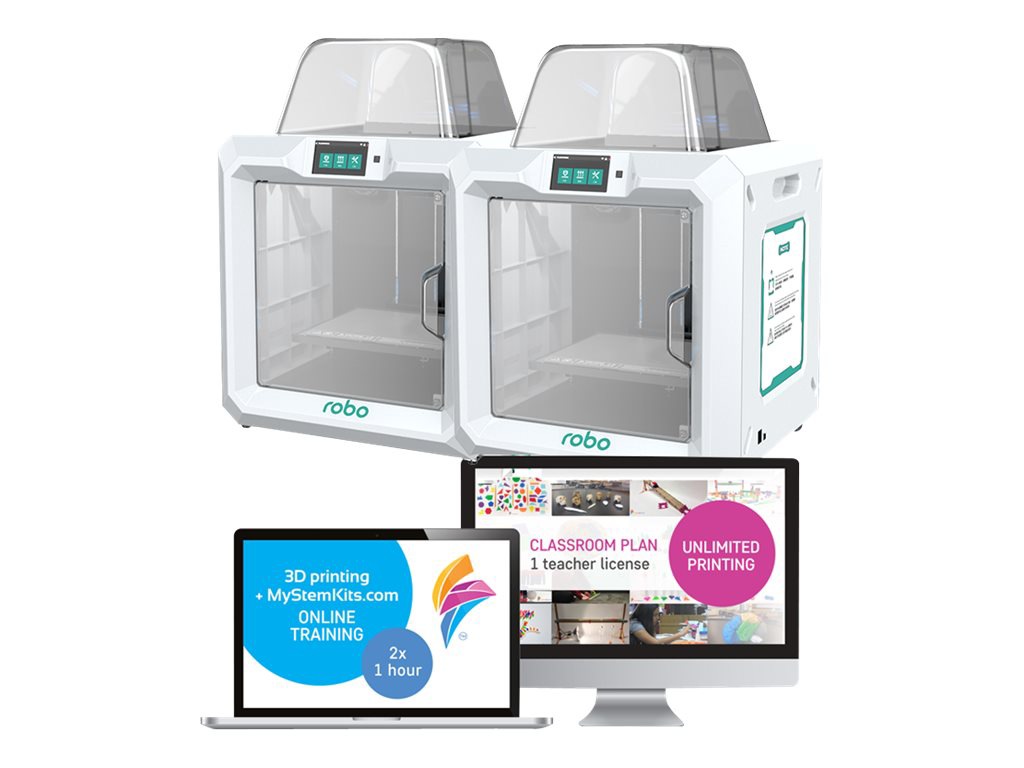Boxlight Robo E3 Pro - Classroom Bundle - 3D printer - with MyStemKits Teacher Plan