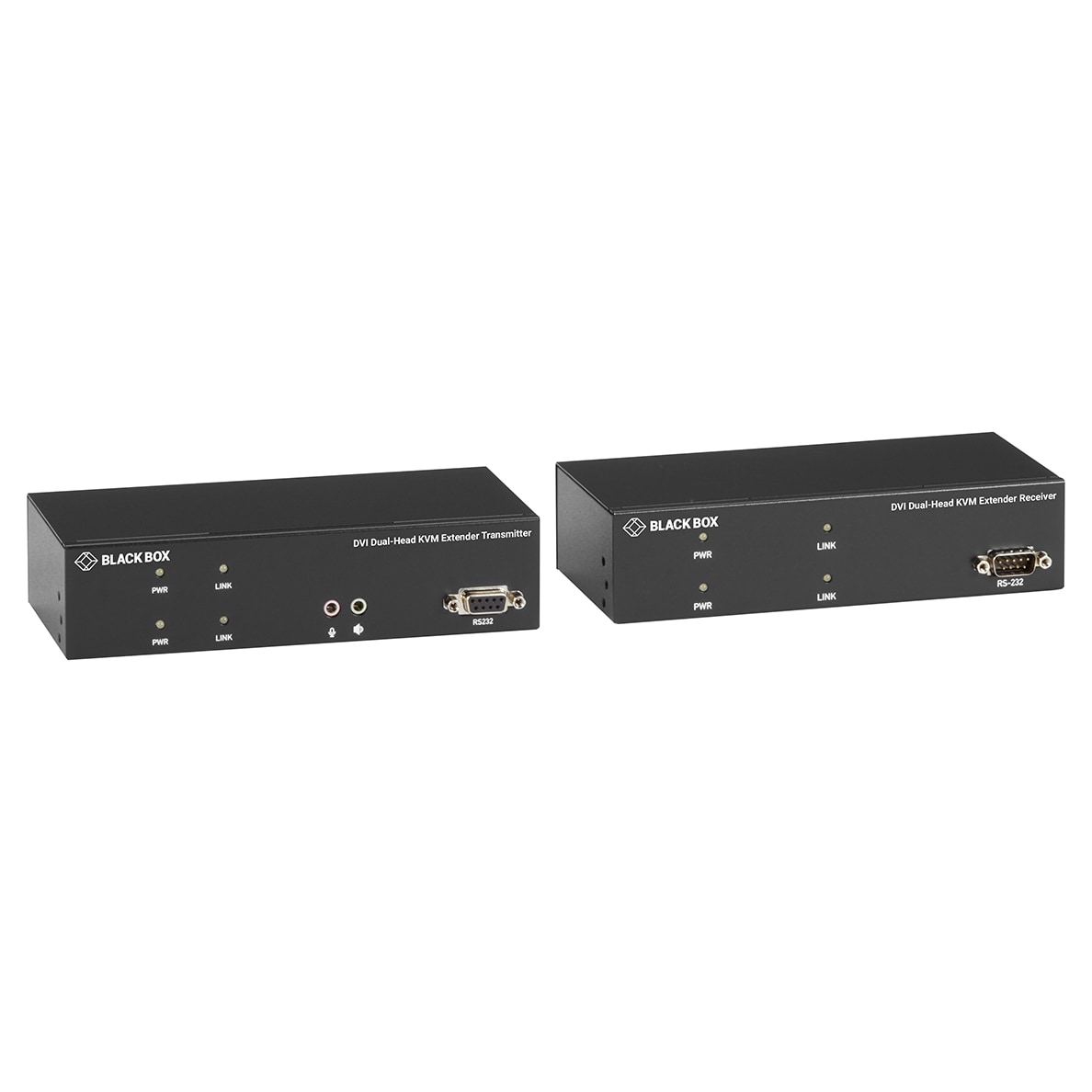 Black Box KVM Extender over Fiber Dual-Head, DVI-D, USB 2.0, Serial, Audio
