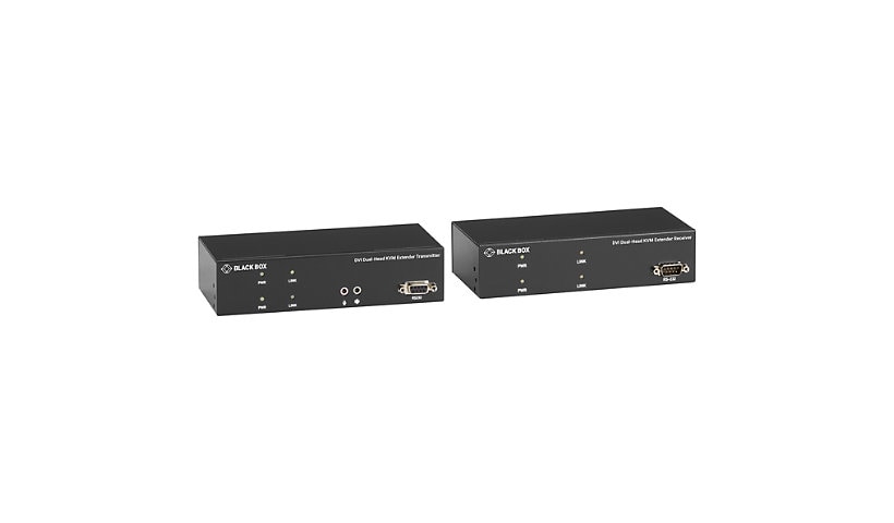 Black Box KVM Extender over Fiber Dual-Head, DVI-D, USB 2.0, Serial, Audio