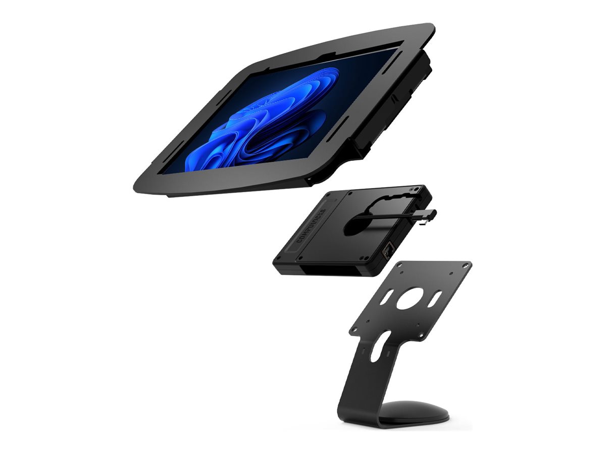 Compulocks Surface Pro 8-10 Space Enclosure Core Counter Stand or Wall Mount Plus Hub Black enclosure - minimalist,