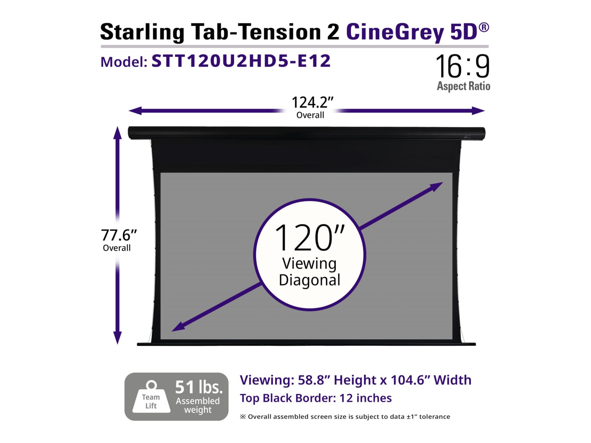 Elite Screens Starling Tab-Tension 2 Series STT120U2HD5-E12 - projection sc