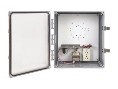 Ventev network device enclosure - 18"x16"x10", NEMA, with clear door, latch locks, heated, AC powered