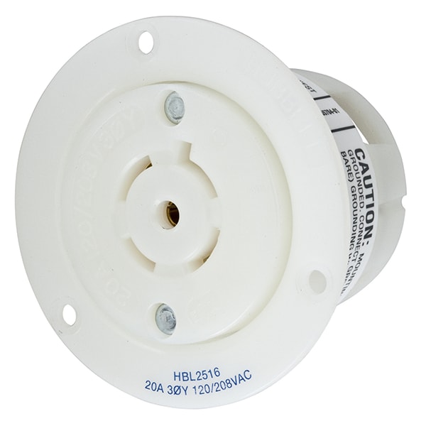 Hubbell Premise Wiring Twist-Lock 20A 120/208V AC 4-Pole 5-Wire Flanged Rec