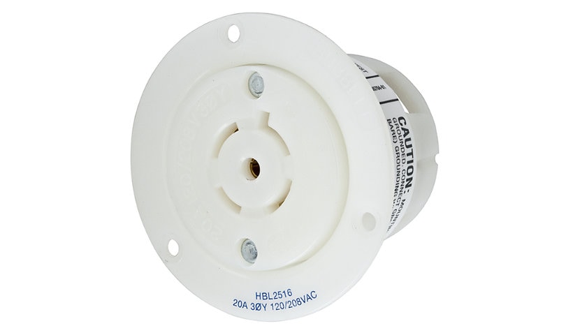 Hubbell Premise Wiring Twist-Lock 20A 120/208V AC 4-Pole 5-Wire Flanged Receptacle - White