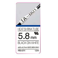 Brother 5.8mmx1.5m Heat Shrink Tube Label Tape - Black on White