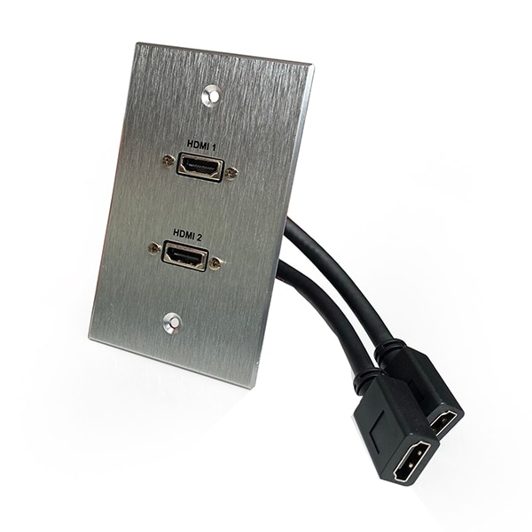 Comprehensive Dual HDMI Pass-Through Single Gang Aluminum Wall Plate with Pigtail Cable