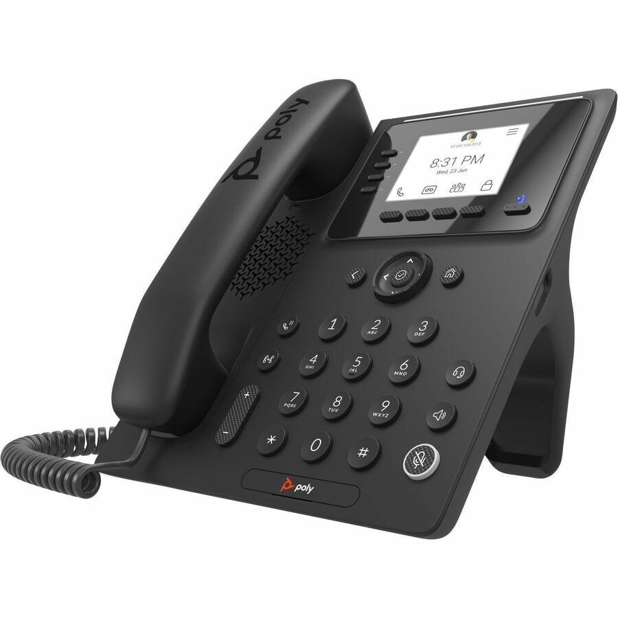 Poly CCX 350 IP Phone - Corded - Corded - Desktop, Wall Mountable - Black -