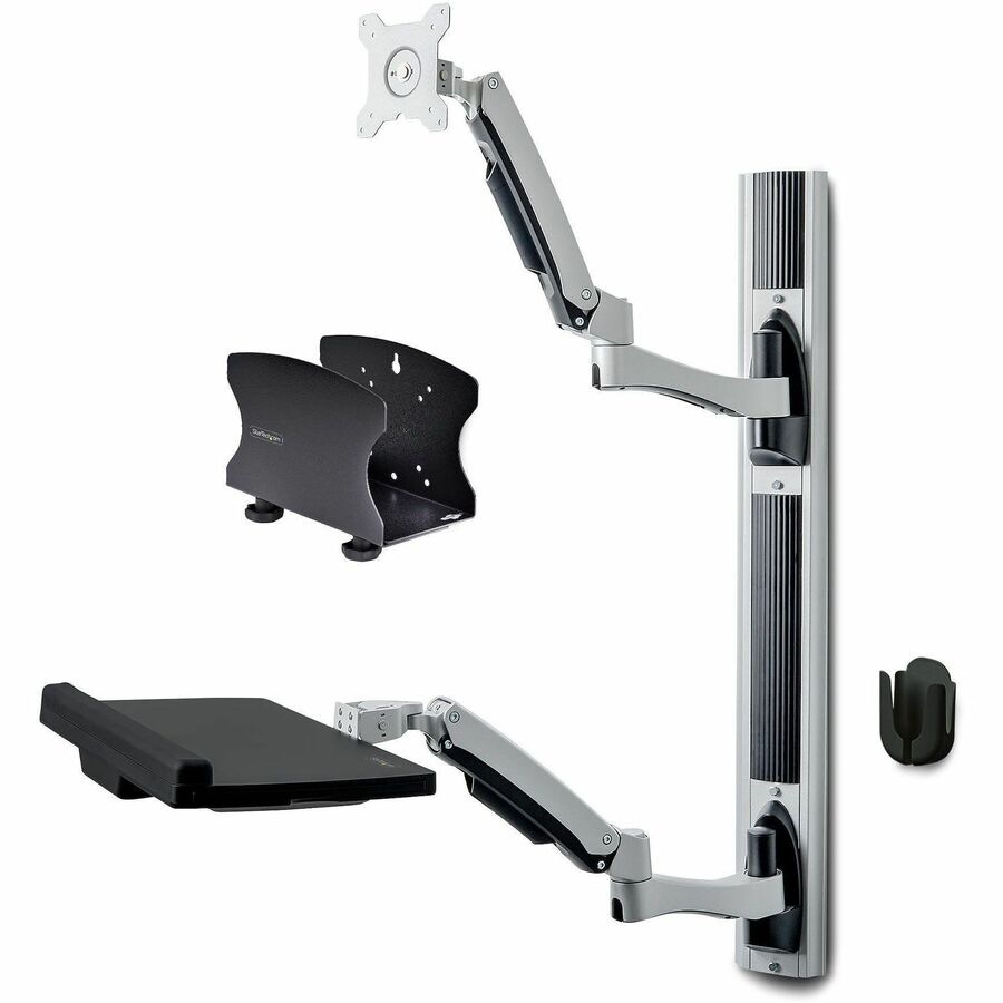 StarTech.com Wall Mount Workstation w/Desktop PC Bracket, Articulating Sing