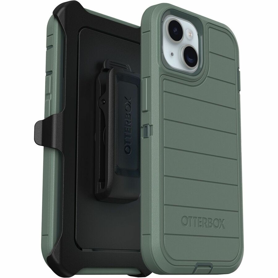 OtterBox Defender Series Pro Rugged Carrying Case (Holster) Apple iPhone 15, iPhone 14, iPhone 13 Smartphone - Forest