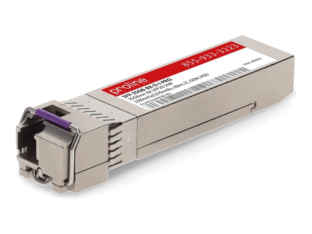 Proline MSA and TAA 25GBase-BX SFP28 Transceiver (SMF, 1330nmTx/1270nmRx, 10km, LC, -40 to 85C)