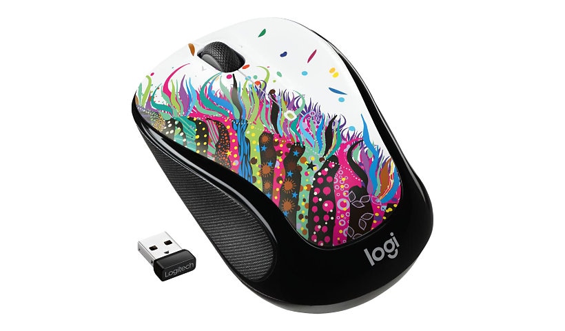 Logitech M325s Wireless Mouse, 2.4 GHz with USB Receiver, Celebration Black - mouse - 2.4 GHz - celebration