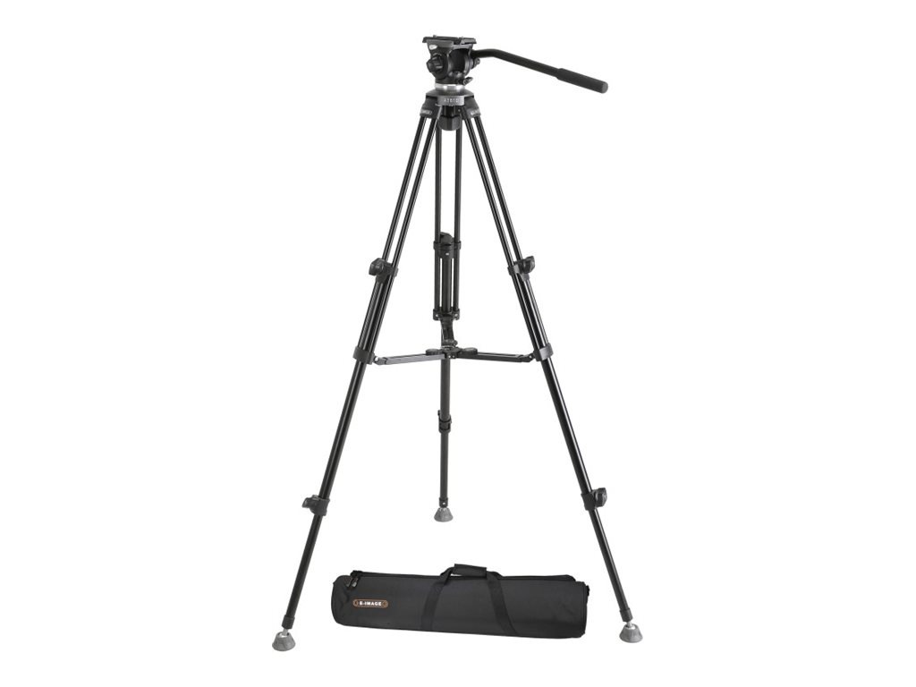 E-Image EK610 tripod - 2-stage, aluminum, 65mm, fluid head, 6.6lbs payload