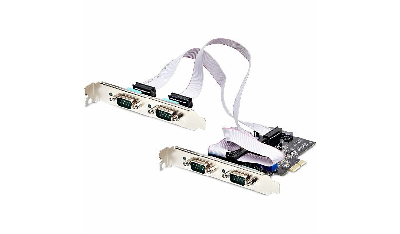 StarTech.com 4-Port Serial PCIe Card for RS232/RS422/RS485, 16C1050 UART, ESD Protection, Windows/Linux, TAA-Compliant